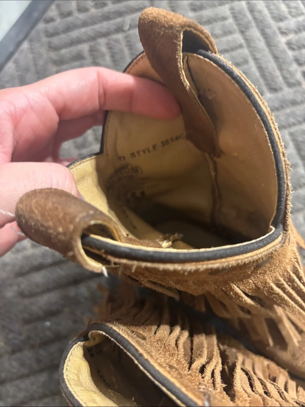 Kids Brown Suede Fringe Western Boots